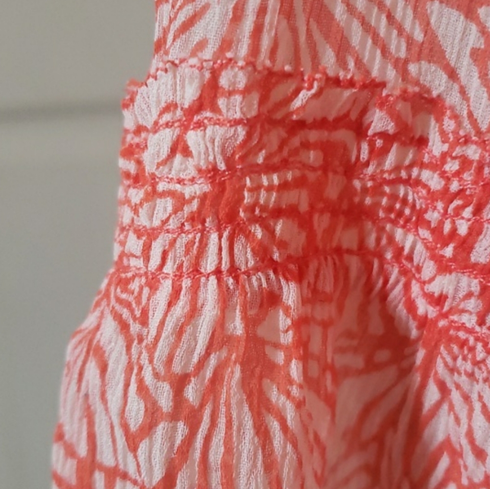 Juicy Couture 100% Silk Coral Orange Cream Floral Pleated Tank Blouse Size 2 XS - Picture 11 of 11